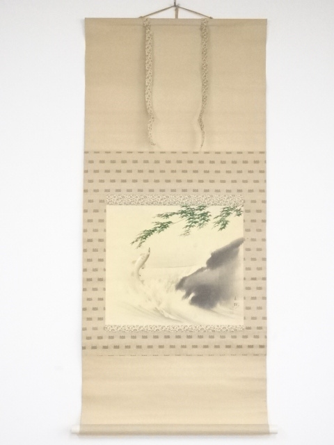 JAPANESE HANGING SCROLL / HAND PAINTED / FISH